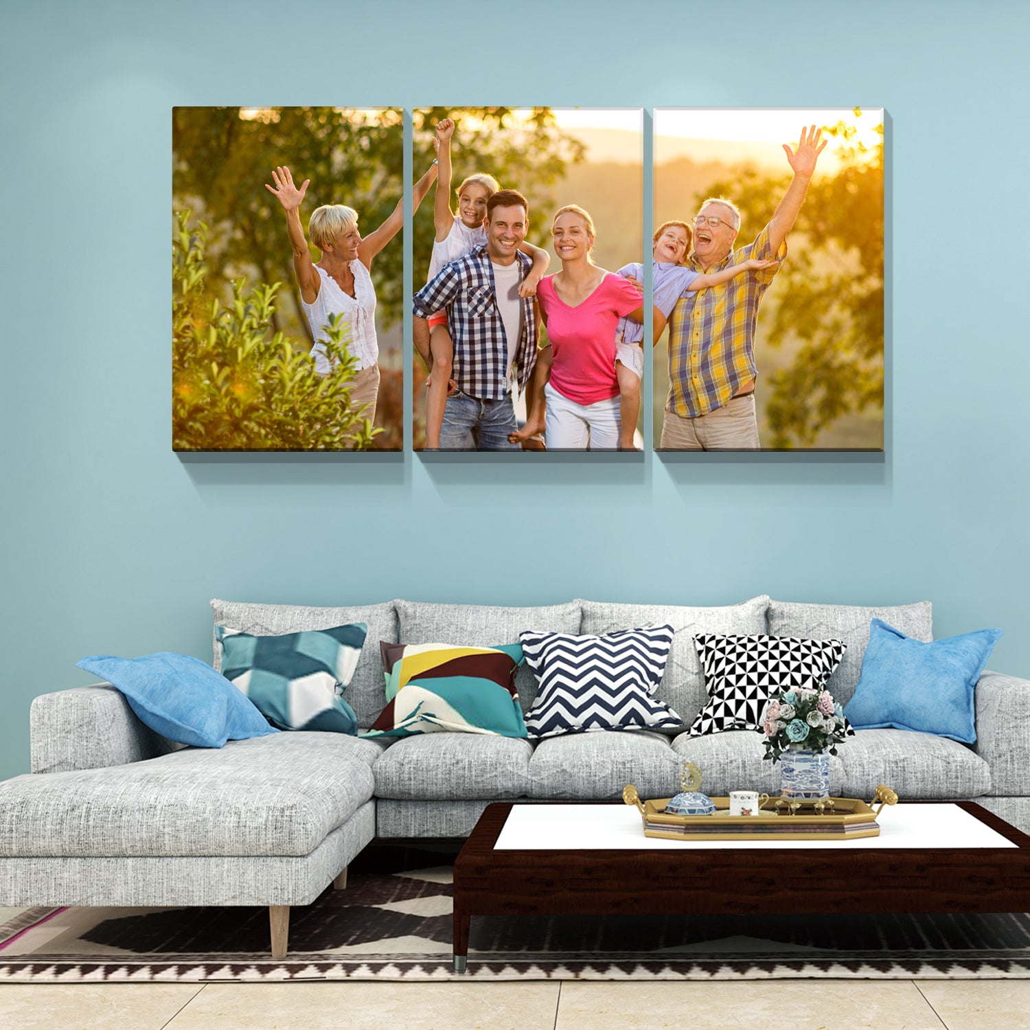 3 Panels Customize Canvas Prints With Your Photo Canvas Wall Art Personalized Canvas Picture, Customized To Any Style,Gifts For Family, Wedding, Friends, Home Decoration,Pet Animal Wrapped Canvas Colorful Oversized 41In Painting Prints And Posters Art