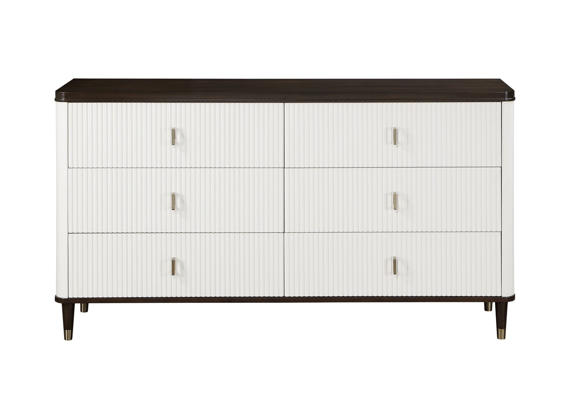 Carena Dresser W Jewelry Tray, White & Brown Finish Bd02030 Brown White Wood