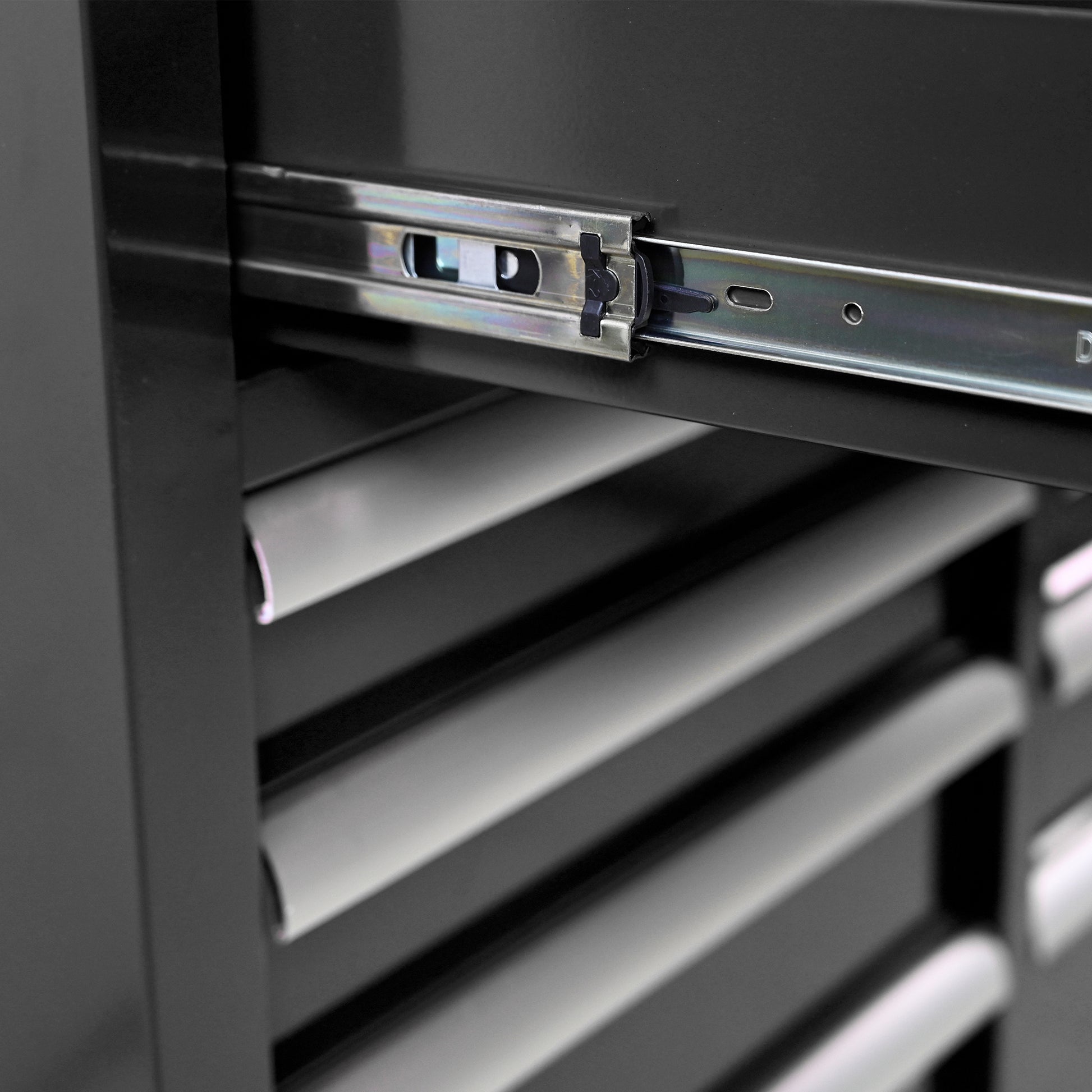 9 Drawers Multifunctional Tool Cart With Wheels And Wooden Top Black Steel