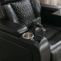 270 Degree Swivel Pu Leather Power Recliner Individual Seat Home Theater Recliner With Comforable Backrest, Tray Table, Phone Holder, Cup Holder, Usb Port, Hidden Arm Storage For Living Room, Black Black Foam Pu Leather