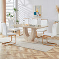 Modern Minimalist Luxury Mdf Rectangular Dining Table With Light Yellow Textured Stickers On The Table. Suitable For Restaurants, Living Rooms, Kitchens, And Study Rooms.F 1280 