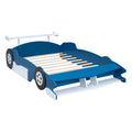 Full Size Race Car Shaped Platform Bed With Wheels,Blue Blue Plywood