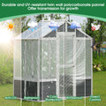 Greenhouse, Wooden Greenhouse Polycarbonate Garden Shed For Plants, 76''X48''X86'' Walk In Outdoor Plant Gardening Greenhouse For Patio Backyard Lawn, Grow House With Front Entry Door White Gray Garden & Outdoor Wood Glass