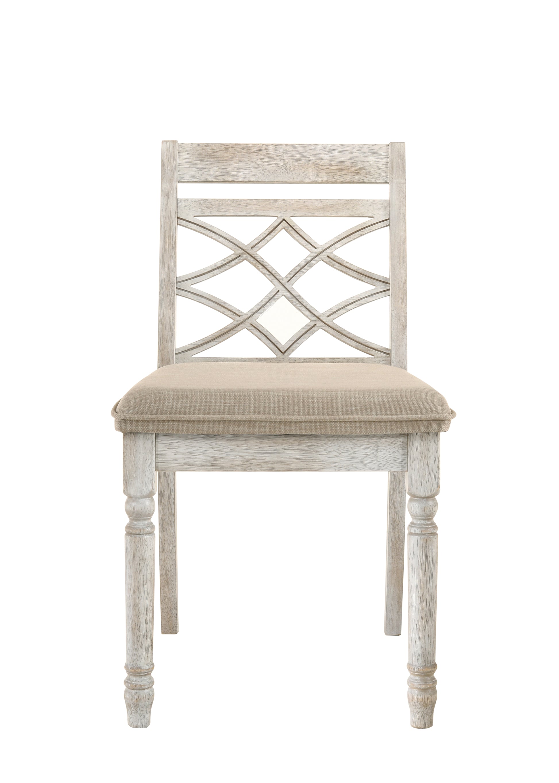 Cillin Side Chair Set 2 , Fabric & Antique White Finish Dn01806 Antique White Fabric