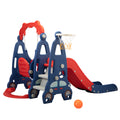 3 In 1 Slide And Swing Set With Basketball Hoop For 1 8 Years Old Children Indoor And Outdoor, Red & Blue Blue Red Hdpe