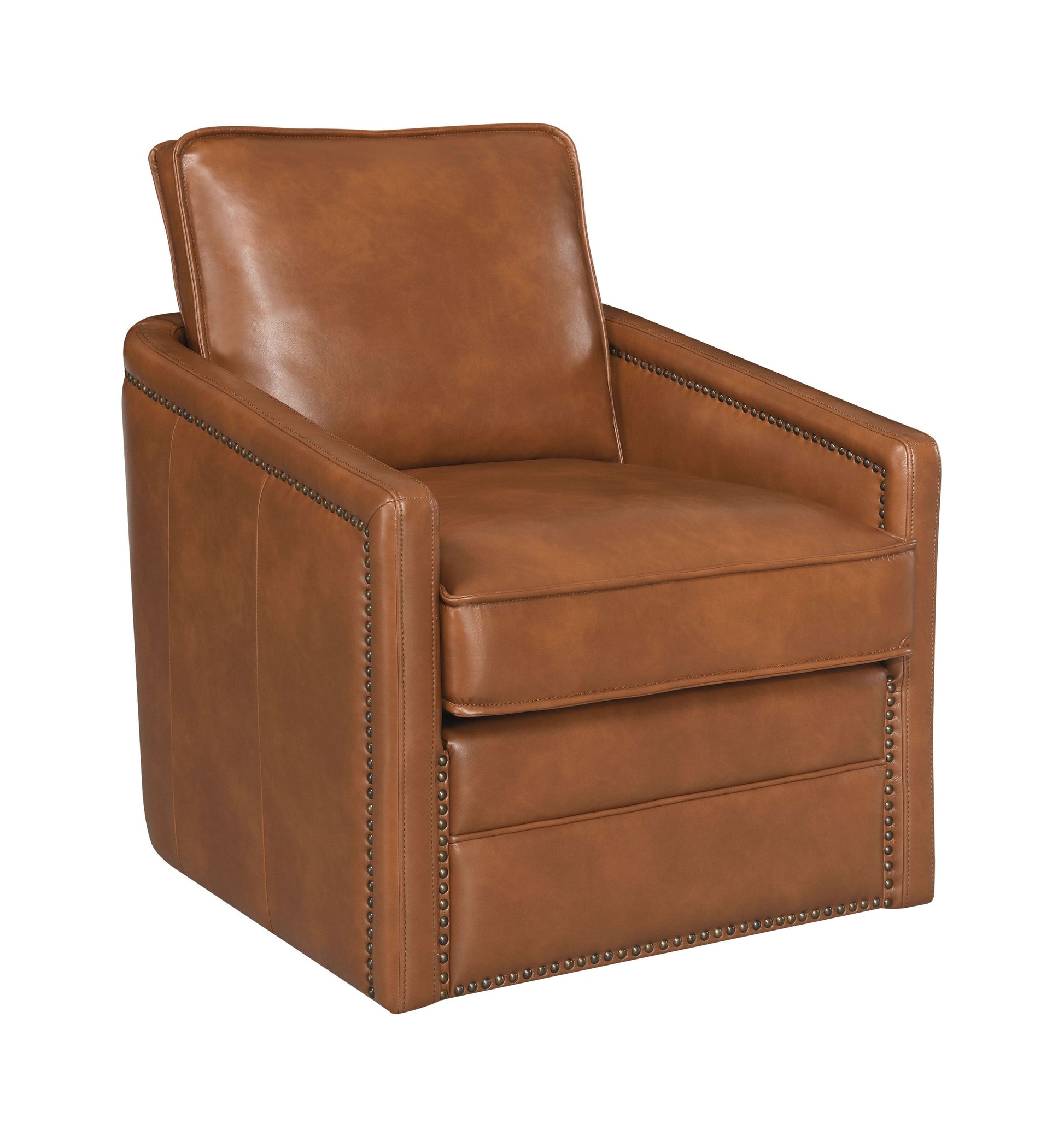 Rocha Accent Chair W Swivel, Brown Leather Aire Ac01886 Brown Leather