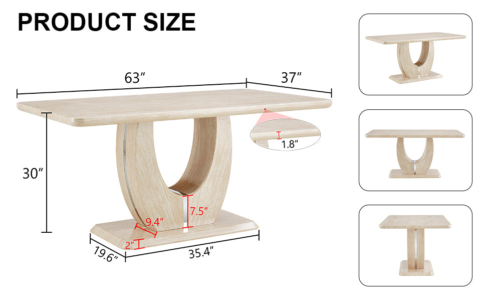 Modern Minimalist Luxury Mdf Rectangular Dining Table With Light Yellow Textured Stickers On The Table. Suitable For Restaurants, Living Rooms, Kitchens, And Study Rooms.F 1280 "63* "37* "30 Light Yellow Mdf