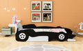 Twin Size Race Car Shaped Platform Bed With Wheels,Black Black Plywood