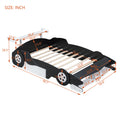 Full Size Race Car Shaped Platform Bed With Wheels,Black Black Plywood