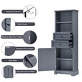 Bathroom Storage Cabinet, Tall Storage Cabinet With Two Drawers, Open Storage, Adjustable Shelf, Grey Grey Mdf