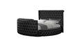 Maya Modern Style Crystal Tufted King Bed Made With Wood In Black Box Spring Not Required King Black Wood Bedroom Modern Slat Beds Upholstered Velvet Wood