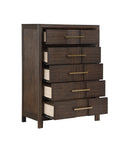 Kenzo Modern Style 5 Drawer Chest Made With Wood In Walnut Walnut Bedroom Contemporary,Modern Solid Wood Mdf Wood