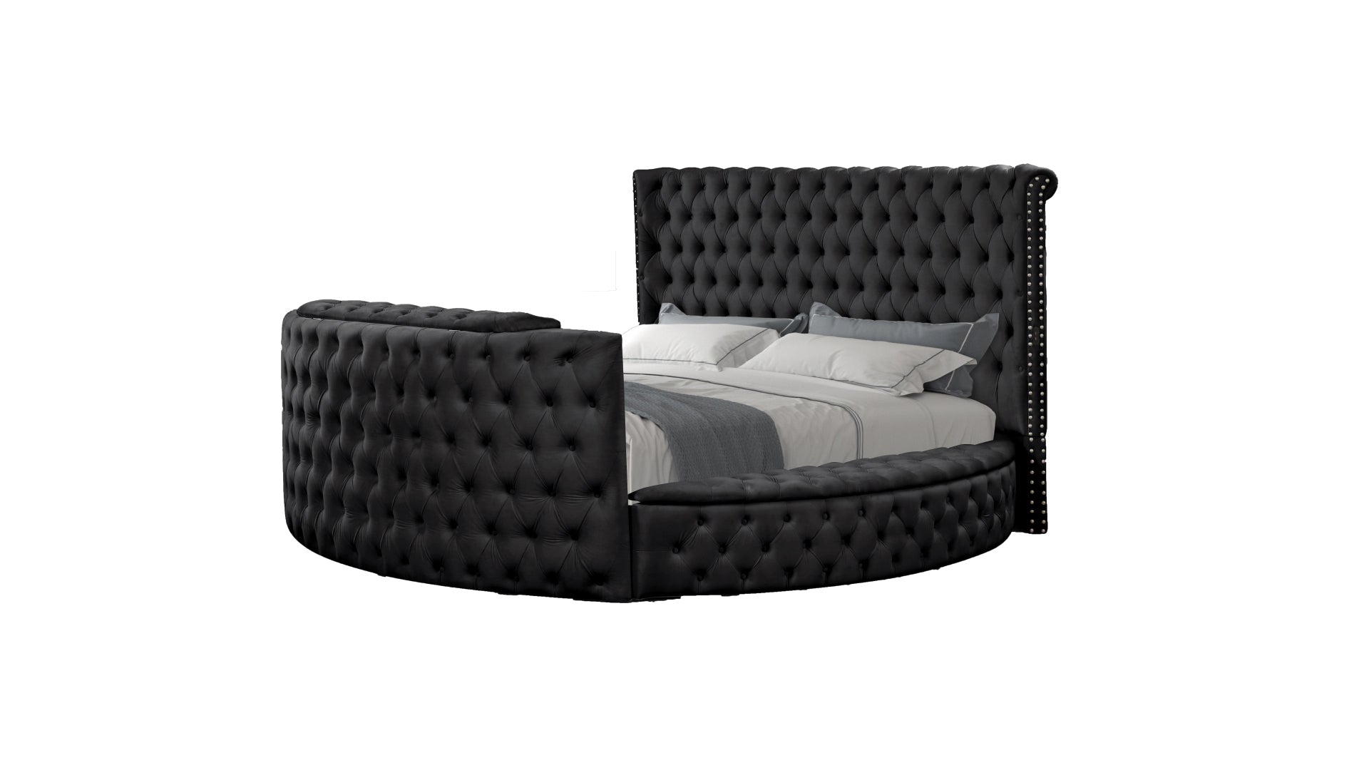 Maya Crystal Tufted Queen 5 Pc Vanity Bedroom Set Made With Wood In Black Box Spring Not Required Queen Black Wood 5 Piece Set Bedroom Modern Upholstered Velvet Tufted Wood