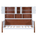 Twin Size Platform Bed With Multiple Storage, White Walnut Box Spring Not Required Twin White Walnut Wood Bedroom Solid Wood Mdf