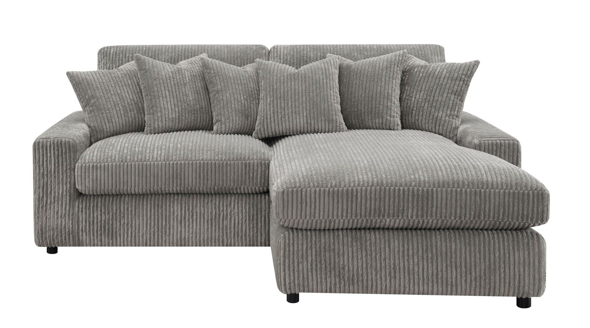 Tavia Sectional Sofa W 6 Pillows, Gray Corduroy Lv01882 Gray Corduroy