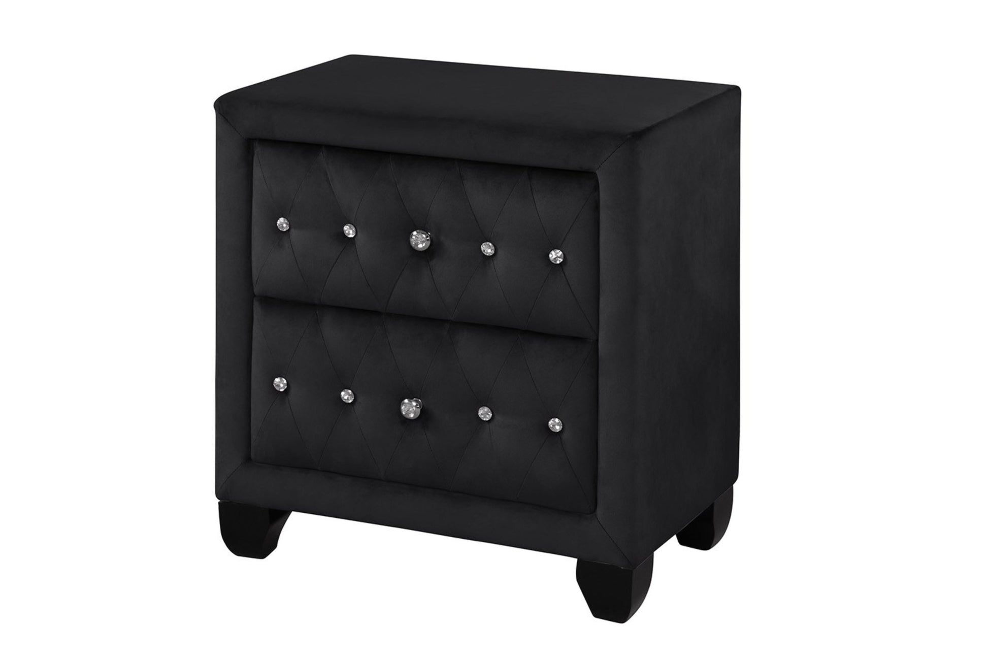 Maya Crystal Tufted Queen 5 Pc Vanity Bedroom Set Made With Wood In Black Box Spring Not Required Queen Black Wood 5 Piece Set Bedroom Modern Upholstered Velvet Tufted Wood