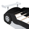 Twin Size Race Car Shaped Platform Bed With Wheels,Black Black Plywood