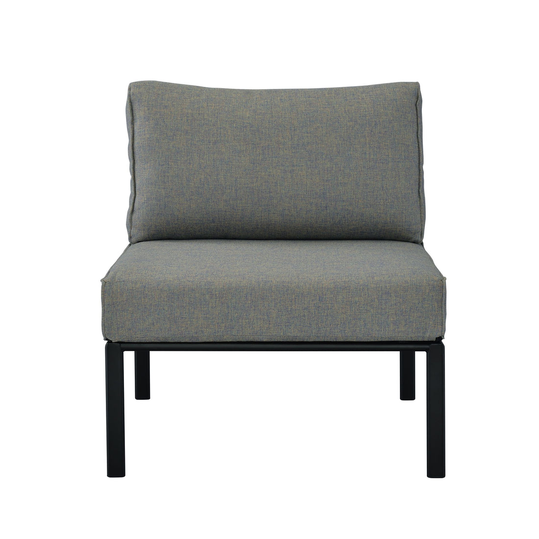 Rajni Patio Armless Chair, Gray Fabric & Black Finish Ot01762 Gray Fabric