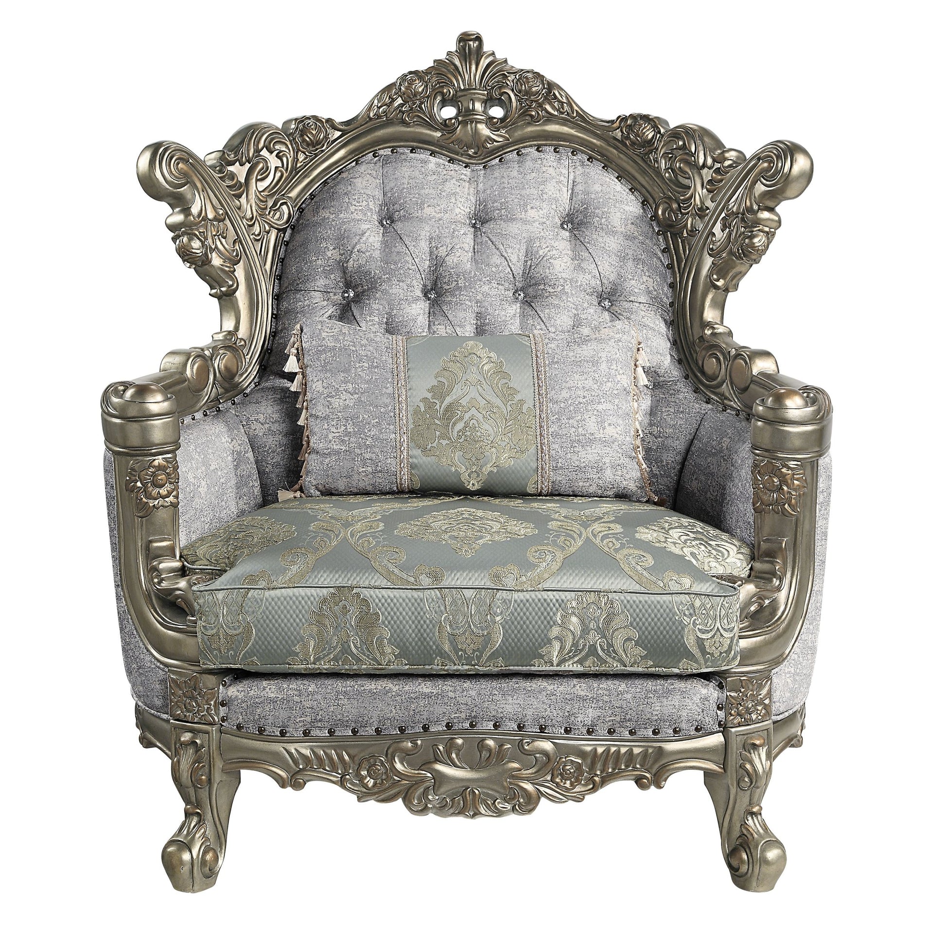 Miliani Chair W Pillow, Fabric & Antique Bronze Finish Lv01782 Antique Bronze Fabric