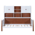 Twin Size Platform Bed With Multiple Storage, White Walnut Box Spring Not Required Twin White Walnut Wood Bedroom Solid Wood Mdf