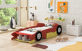 Twin Size Race Car Shaped Platform Bed With Wheels,Red Red Plywood