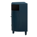 Curved Design Storage Cabinet Made Of Fraxinus Mandschuric Solid Wood Veneer, Featuring Four Doors And Adjustable Shelves, Suitable For Corridors, Entrances And Study. 3 4 Shelves Navy Blue Mdf