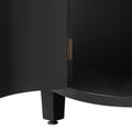 Curved Design Storage Cabinet Made Of Fraxinus Mandschuric Solid Wood Veneer, Featuring Four Doors And Adjustable Shelves, Suitable For Corridors, Entrances And Study. 3 4 Shelves Black Mdf