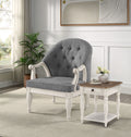 Florian Chair, Gray Fabric & Antique White Finish Lv02121 Gray Fabric