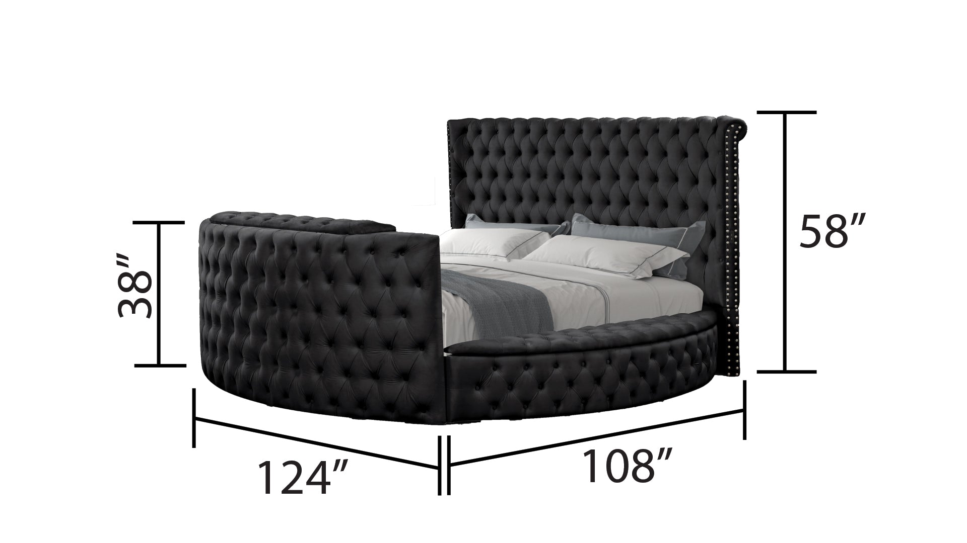 Crystal Tufted King 4 Pc Vanity Bedroom Set Made With Wood In Black Box Spring Not Required King Black Wood 4 Piece Set Bedroom Modern Upholstered Velvet Wood