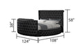 Modern Style Crystal Tufted King 4Pc Bed Room Set Made With Wood In Black Box Spring Not Required King Black Wood 4 Piece Set Bedroom Bed Included,Dresser Included,Mirror Included,Nightstand Included Modern Upholstered Tufted Wood