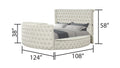 Maya Modern Style Crystal Tufted King 5Pc Bed Room Set Made With Wood In Cream Box Spring Not Required King Cream Wood 5 Piece Set Bedroom Bed Included,Chest Included,Dresser Included,Mirror Included,Nightstand Included Contemporary,Modern Upholstered