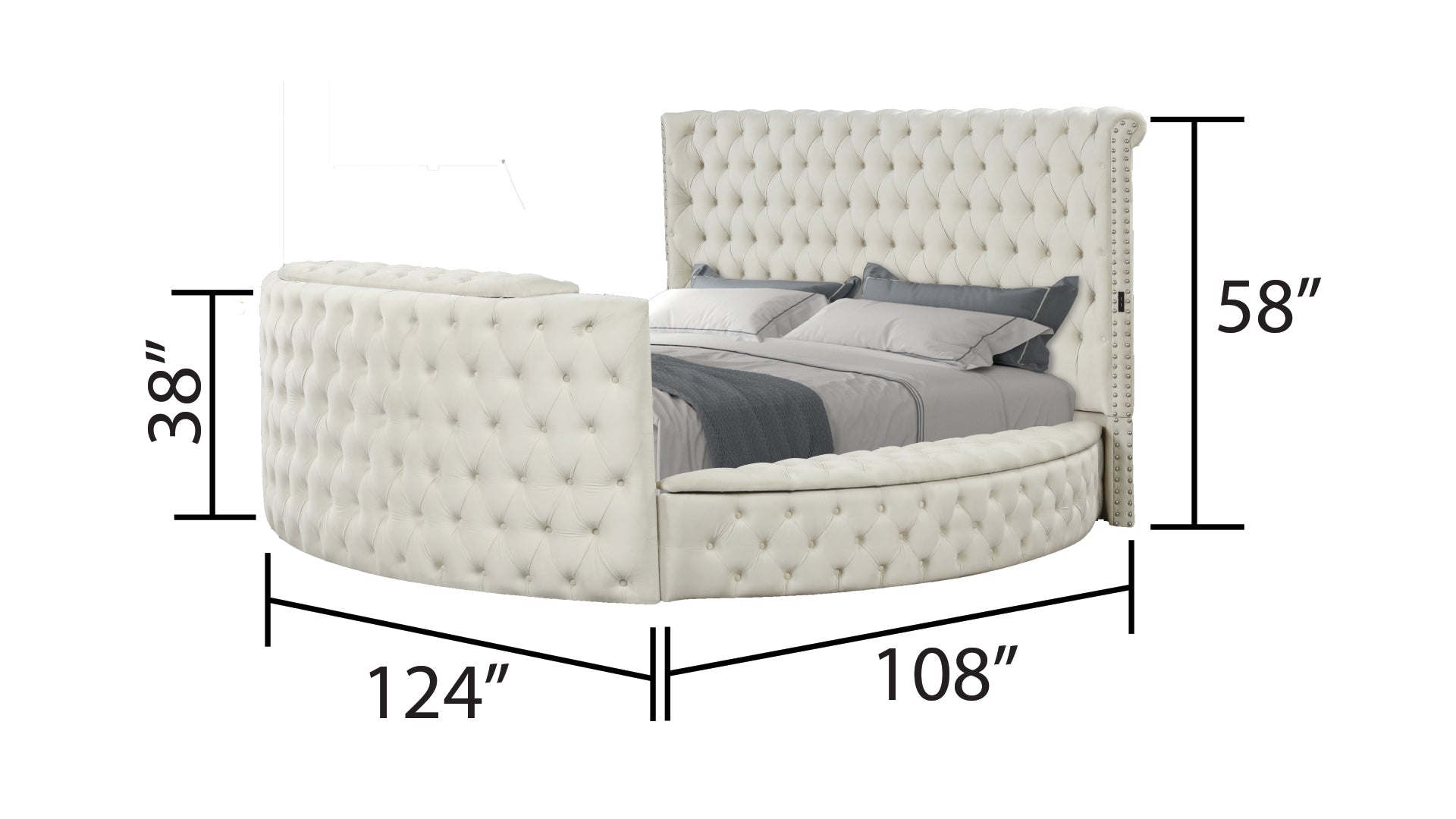 Maya Crystal Tufted King 4 Pc Vanity Bedroom Set Made With Wood In Cream Box Spring Not Required King Cream Wood 4 Piece Set Bedroom Contemporary,Modern Upholstered Velvet Tufted Wood