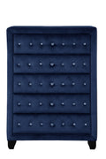 Monica Luxurious Four Poster Full 5 Pc Bed Made With Wood In Navy Box Spring Not Required Full Navy Wood 5 Piece Set Bedroom Bed Included,Chest Included,Dresser Included,Mirror Included,Nightstand Included Modern Upholstered Velvet Tufted Wood
