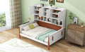 Twin Size Platform Bed With Multiple Storage, White Walnut Box Spring Not Required Twin White Walnut Wood Bedroom Solid Wood Mdf