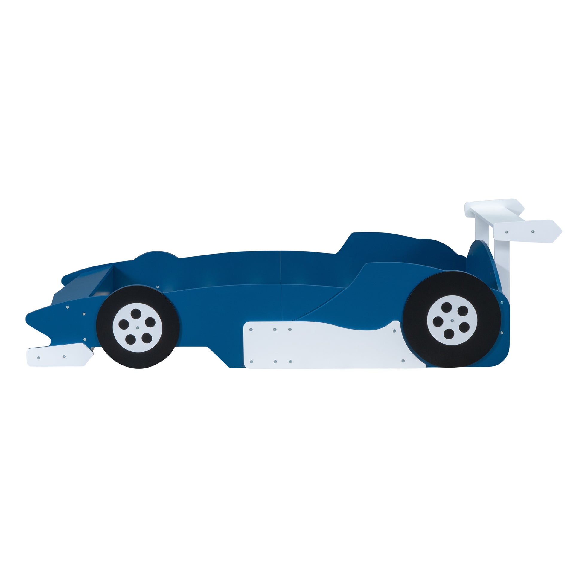 Twin Size Race Car Shaped Platform Bed With Wheels,Blue Blue Plywood