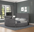 Maya Modern Style Crystal Tufted Queen 5Pc Bed Room Set Made With Wood In Gray Box Spring Not Required Queen Gray Wood 5 Piece Set Bedroom Bed Included,Chest Included,Dresser Included,Mirror Included,Nightstand Included Contemporary,Modern Upholstered