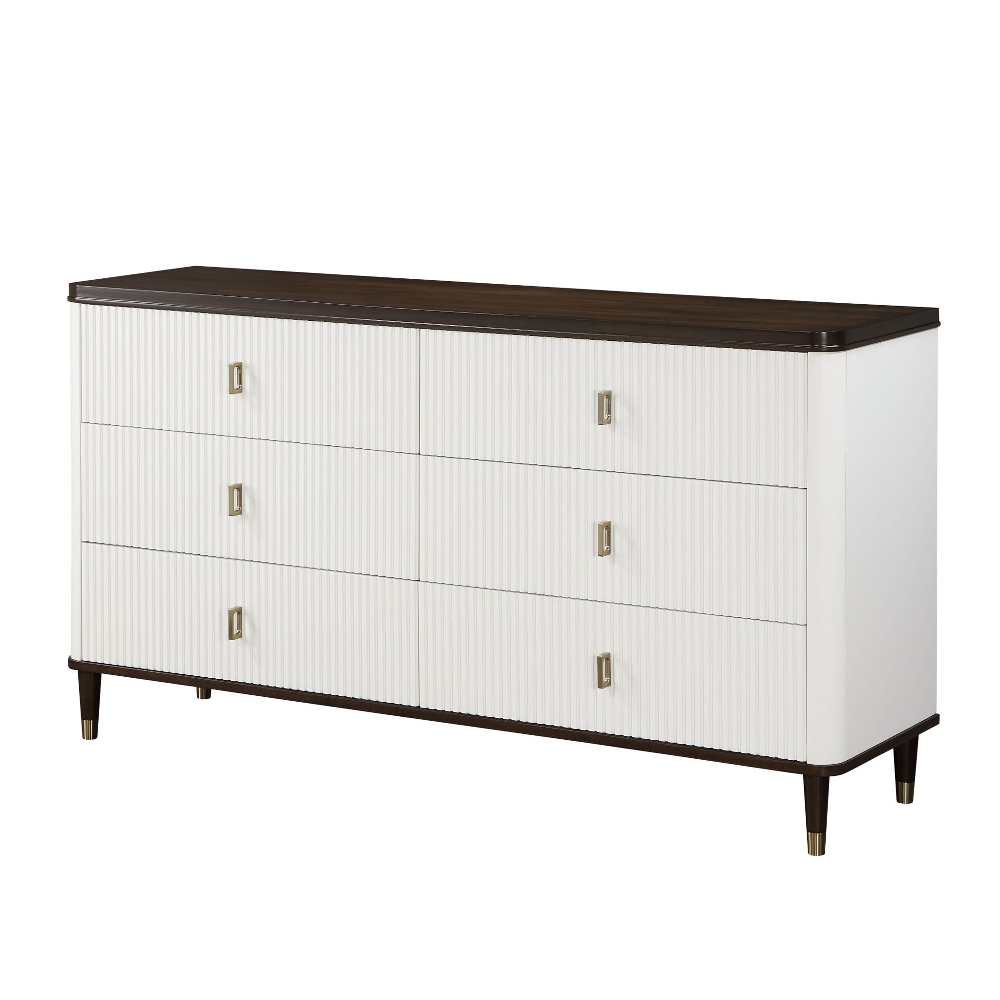 Carena Dresser W Jewelry Tray, White & Brown Finish Bd02030 Brown White Wood