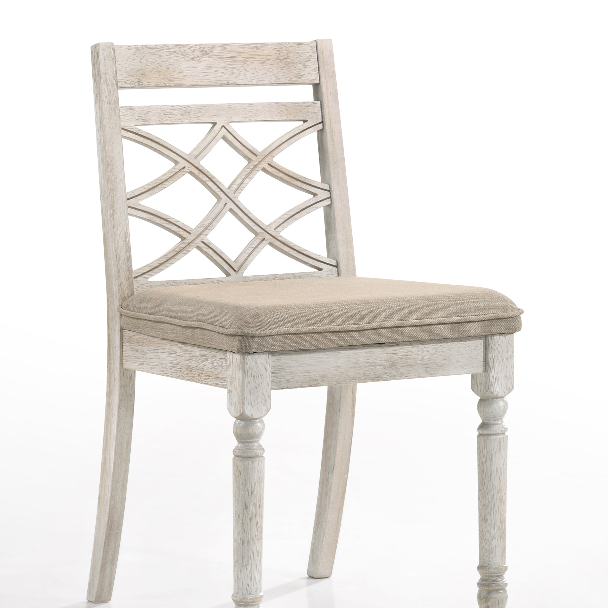 Cillin Side Chair Set 2 , Fabric & Antique White Finish Dn01806 Antique White Fabric