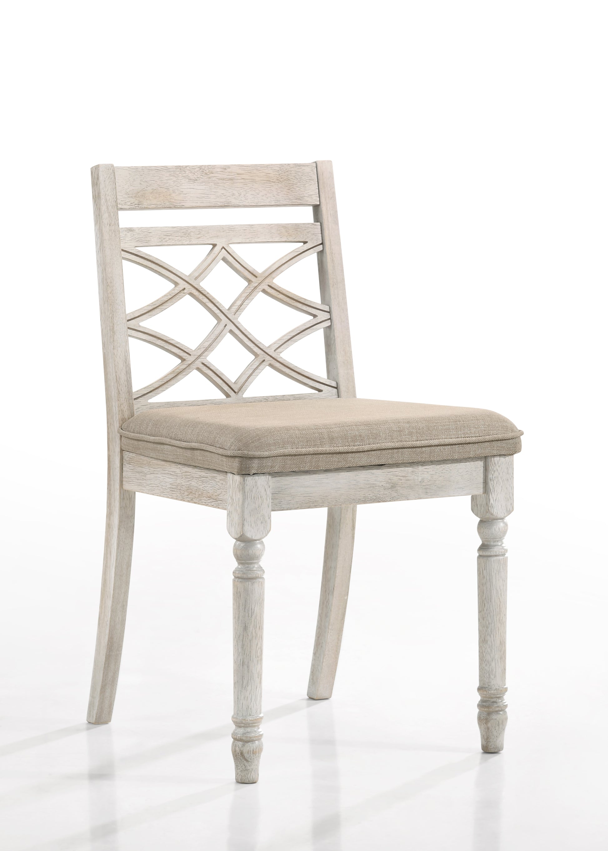 Cillin Side Chair Set 2 , Fabric & Antique White Finish Dn01806 Antique White Fabric