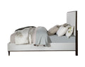 Carena Eastern King Bed, Light Gray Fabric, White & Brown Finish Bd02026Ek Gray Fabric