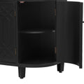 Curved Design Storage Cabinet Made Of Fraxinus Mandschuric Solid Wood Veneer, Featuring Four Doors And Adjustable Shelves, Suitable For Corridors, Entrances And Study. 3 4 Shelves Black Mdf