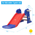 3 In 1 Freestanding Toddler Slide, Indoor Outdoor Playground With Basketball Hoop And Ball For Kids Under 3 Years, Red & Blue Blue Red Polyethylene