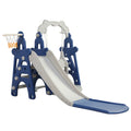 Kids Swing And Slide Set 3 In 1 Slide With Basketball Hoop For Indoor And Outdoor Activity Center,Blue Gray Blue Gray Hdpe