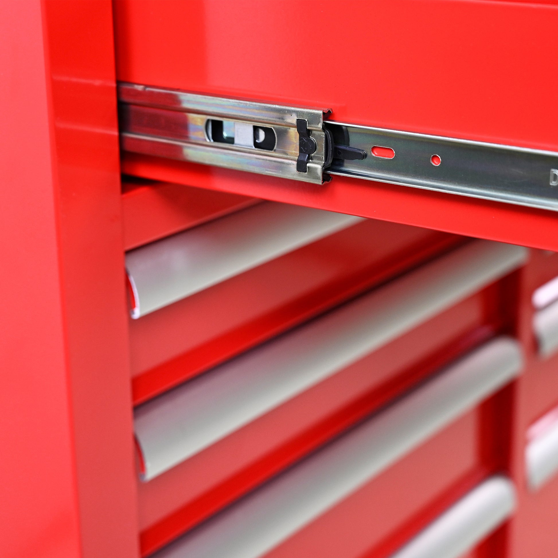 9 Drawers Multifunctional Tool Cart With Wheels And Wooden Top Red Steel