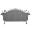 Florian Loveseat W 3 Pillows, Gray Fabric & Antique White Finish Lv02120 Gray Fabric