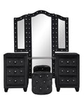 Crystal Tufted King 4 Pc Vanity Bedroom Set Made With Wood In Black Box Spring Not Required King Black Wood 4 Piece Set Bedroom Modern Upholstered Velvet Wood