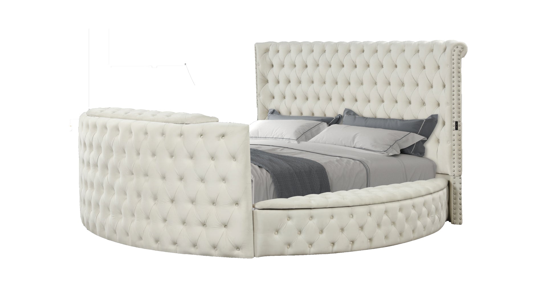 Maya Modern Style Crystal Tufted King 4Pc Bed Room Set Made With Wood In Cream Box Spring Not Required King Cream Wood 4 Piece Set Bedroom Bed Included,Dresser Included,Mirror Included,Nightstand Included Contemporary,Modern Upholstered Velvet Tufted