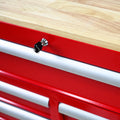 9 Drawers Multifunctional Tool Cart With Wheels And Wooden Top Red Steel