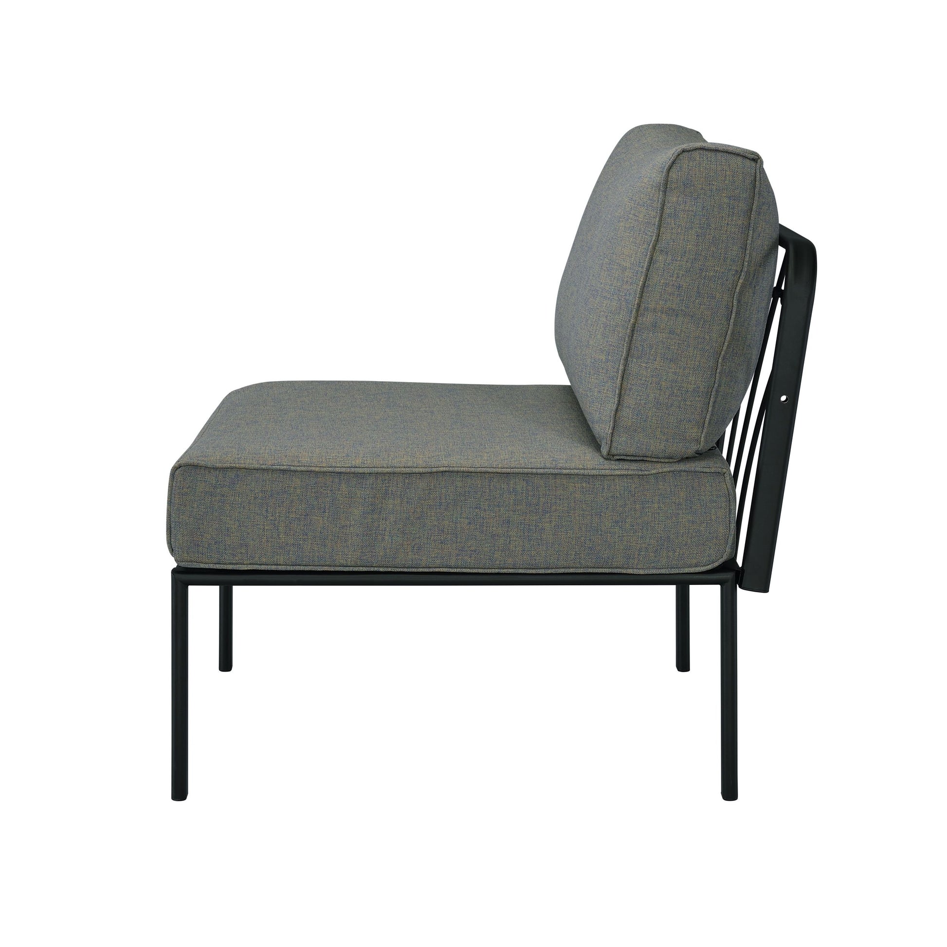 Rajni Patio Armless Chair, Gray Fabric & Black Finish Ot01762 Gray Fabric