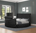 Maya Crystal Tufted Queen 5 Pc Vanity Bedroom Set Made With Wood In Black Box Spring Not Required Queen Black Wood 5 Piece Set Bedroom Modern Upholstered Velvet Tufted Wood